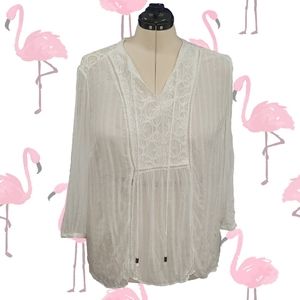 Lace Trim Peasant Top